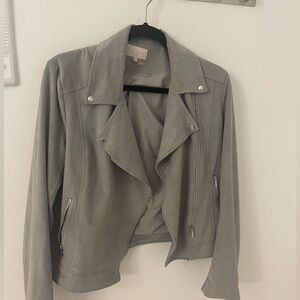 1 State Moto Faux Suede Gray Jacket - size M